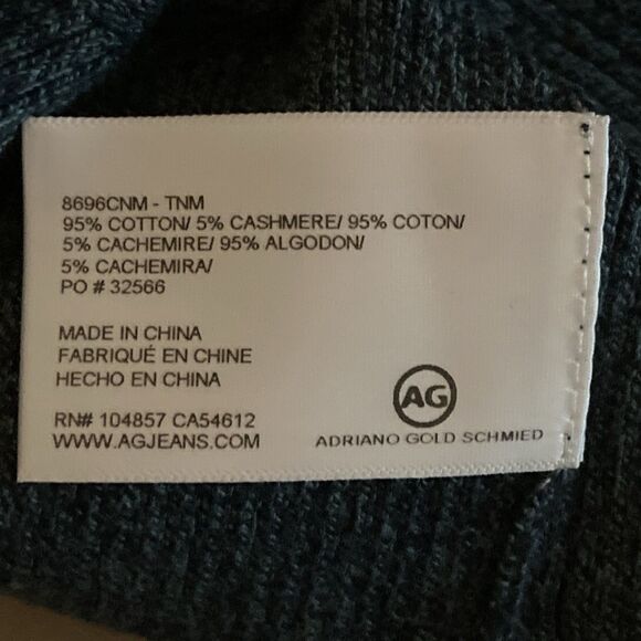 AG Adriano Goldschmied Sweater Mens M Green Cashmere Blend V-Neck Preppy NEW - Picture 8 of 10